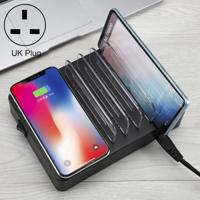 i9 50W 6 USB-poorten + 2 USB-C/type-C-poorten + draadloos opladen multifunctionele oplader met LED-display & afneembare bezel UK plug