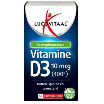 Lucovitaal Vitamine D3 10mcg. 400IE 60 Kauwtabletten Lucovitaal Vitamine D3 10mcg. 400IE 60 Kauwtabletten