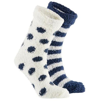 Apollo bedsokken / huissokken - kinderen - 2-pack - navy/wit - one size - Slaapsokken - Slofsokken