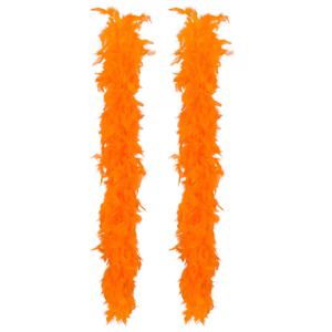 Carnaval verkleed boa met veren - 2x - oranje - 180 cm - 50 gram - Glitter and Glamour