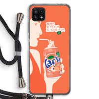 Peach please!: Samsung Galaxy A22 5G Transparant Hoesje met koord