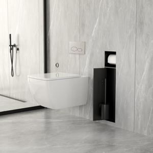 Toiletrol- en borstelhouder Xellanz Rocko | Inbouw | Betegelbaar | Messing | Mat Zwart