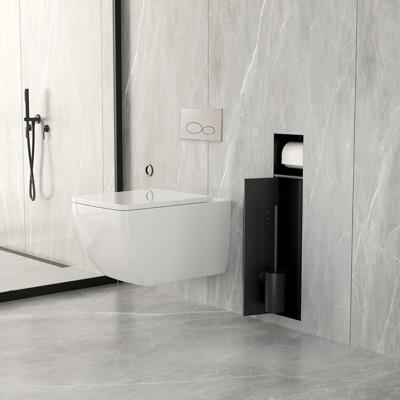 Toiletrol- en borstelhouder Xellanz Rocko | Inbouw | Betegelbaar | Messing | Mat Zwart