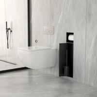 Toiletrol- en borstelhouder Xellanz Rocko | Inbouw | Betegelbaar | Messing | Mat Zwart