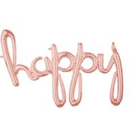 Folieballon 'Happy' Rosé Goud - thumbnail