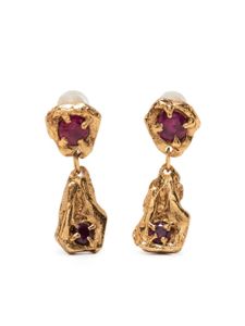 LOVENESS LEE boucles d'oreilles plaquées or serties de rubis