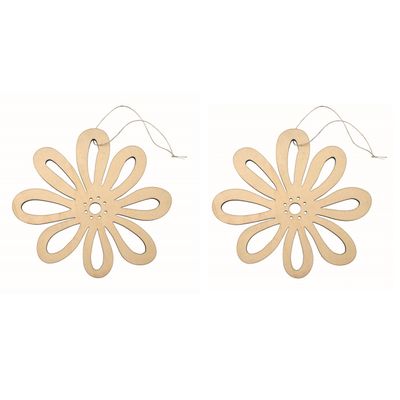Set van 4x stuks houten vromen decoratie hangers van een bloem van 17 x 16 cm
