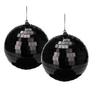 Christmas Decoration disco kerstbal - 2x st- zwart - 18 cm - kunststof - Kerstbal