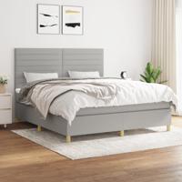 Boxspring met matras stof lichtgrijs 180x200 cm