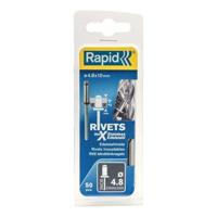 Rapid RVS klinknagels Ø4,8x10mm. Blisterverpakking van 50 stuks