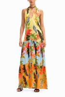 Tropische maxi-jurk halternek - MATERIAL FINISHES - L