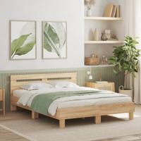 Bedframe met hoofdeinde en LED sonoma eikenkleurig 150x200 cm