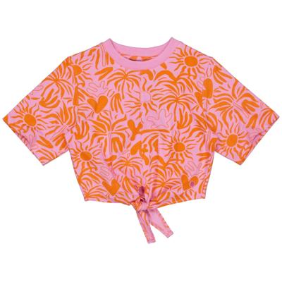 Quapi Zomer shirt meisjes - roze - AOP bloemen - Zem