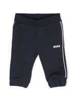 BOSS Kidswear pantalon de jogging rayé à logo imprimé - Bleu