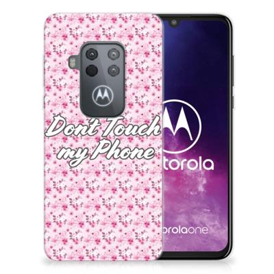 Motorola One Zoom Silicone-hoesje Flowers Pink DTMP Motorola One Zoom Silicone-hoesje Flowers Pink DTMP