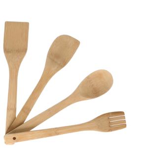 Keukengerei spatels/lepels set - 30 cm - hout - 4-delig - roerlepels