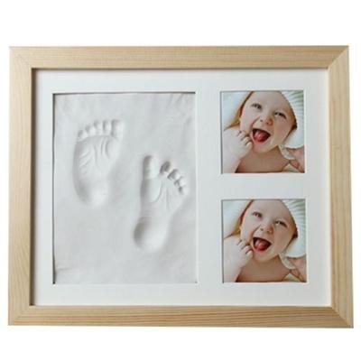 Baby hand voetafdruk Mold Maker massief houten fotolijst met cover vingerafdruk modder set (wit)