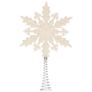 Kunststof kerstboom platte sneeuwvlok piek glitter wit 20 cm