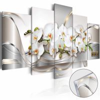Afbeelding op acrylglas - Oceaan van onschuld, Orchidee, Wit/Grijs,   5luik , 200x100cm