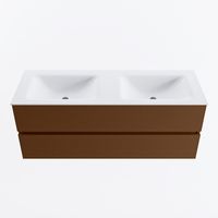 MONDIAZ VICA 130cm badmeubel onderkast Rust 2 lades. Wastafel CLOUD dubbel 2 kraangaten, kleur Talc.