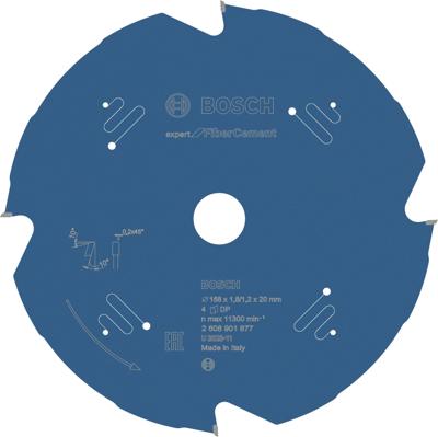 Bosch Accessoires Cirkelzaagblad Expert for Fiber Cement 168x20x1,8/1,2 mm, T4 - 2608901877