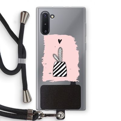 Zwart-wit cactus: Samsung Galaxy Note 10 Transparant Hoesje met koord