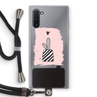 Zwart-wit cactus: Samsung Galaxy Note 10 Transparant Hoesje met koord
