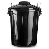Plasticforte afvalemmer - zwart - 21L - kunststof - H42 cm - met deksel