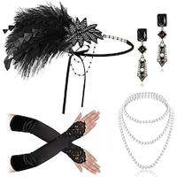 Vintage Jaren 1920 Gatsby Jaren '20 flapper hoofdband Accessoireset Ketting Oorbel Charleston Dames Veer Modieus Maskerade Festival Handschoenen Lightinthebox