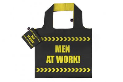 Any Bags opvouwbare shopper Men at work 48 cm zwart/geel