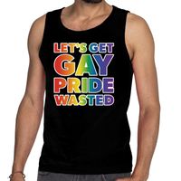 Lets get gay pride wasted tanktop/mouwloos shirt zwart heren - thumbnail