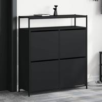 Schoenenkast met 4 klaplades 100x34x112 cm zwart