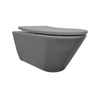 Wiesbaden Stereo Rimless Wandcloset met Shade Toiletzitting - Mat Grijs