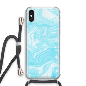 Waterverf blauw: iPhone XS Transparant Hoesje met koord