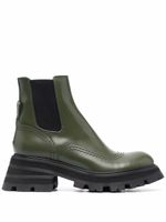 Alexander McQueen bottines en cuir à semelle crantée - Vert - thumbnail