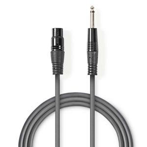 Nedis COTH15120GY15 Ongebalanceerde Xlr-audiokabel Xlr 3-pins Female - 6,35 Mm Male 1,5 M Grijs