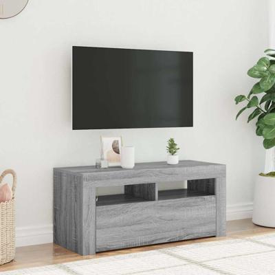 Tv-meubel met LED-verlichting 90x35x40 cm grijs sonoma eiken