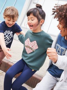 Sportset voor meisjes met molton sweater + legging van technisch materiaal groen