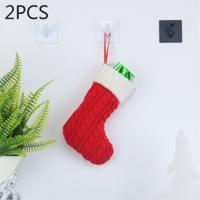 2 stuks CX20220 kerst wol breien sok Gift Bag kerstboom hanger decoratie (rood)