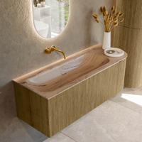 Badmeubel Mondiaz Kurve-Dlux | 125 cm | Meubelkleur Dusk | Wastafelkleur Arena | Solid surface | Wasbak linker zijde spoelbak | Zonder kraangat(en)