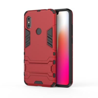 Schokbestendige PC + TPU Case voor Xiaomi Redmi Note 6 met houder (rood)