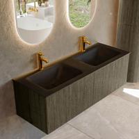 Badmeubel Mondiaz Kurve | 130 cm cm | Meubelkleur Shadow | Wastafelkleur Urban | Solid surface | Wasbak beiden zijden spoelbak | 2 kraangaten