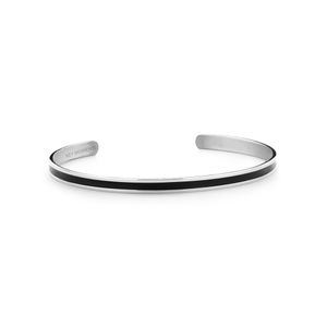 Key Moments 8KM B00532 Stalen Open Bangle One-size (60 x 50 x 4 mm) Zilverkleurig / Zwart