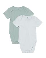 HEMA Meegroeirompers Rib Bamboe Met Stretch - 2 Stuks Blauw (blauw)