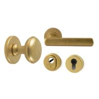 Hardbrass Voordeurset Saturnus/Shadow 3-delig rechtswijzend - messing getrommeld