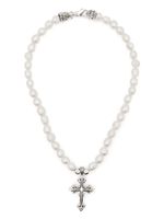 Emanuele Bicocchi pearl necklace with fleury cross - Argent