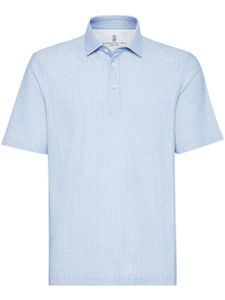 Brunello Cucinelli polo en maille à design nervuré - Bleu