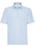 Brunello Cucinelli polo en maille à design nervuré - Bleu