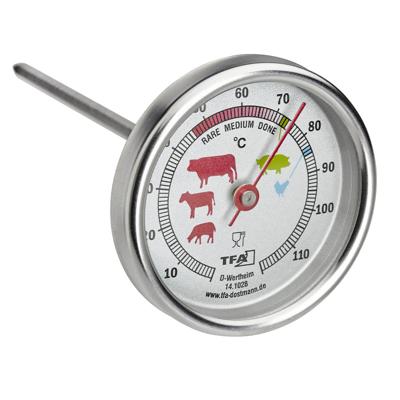 Vlees thermometer prikker - 0-110 graden celcius - RVS - analoog - 12 cm