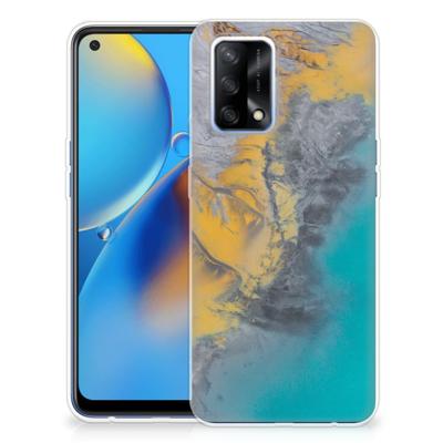 OPPO A74 4G | TPU | Siliconen hoesje | Marble Blue Gold